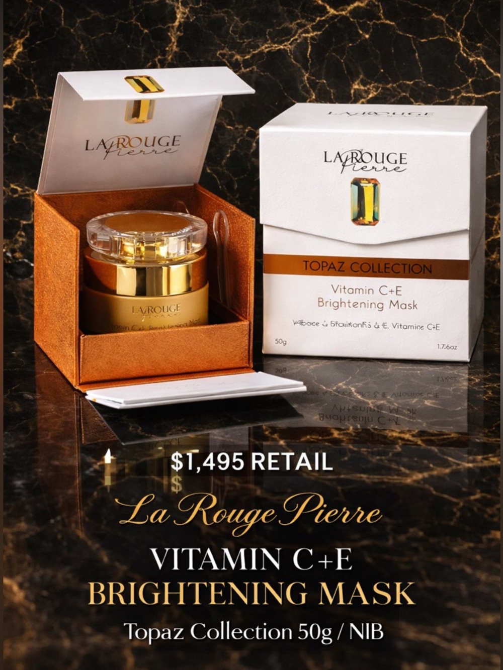 La Rouge Pierre Vitamin C+E Brightening Mask Topaz Collection Luxury Skincare